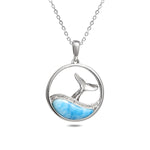 sterling silver Larimar Whale Tail Pendent