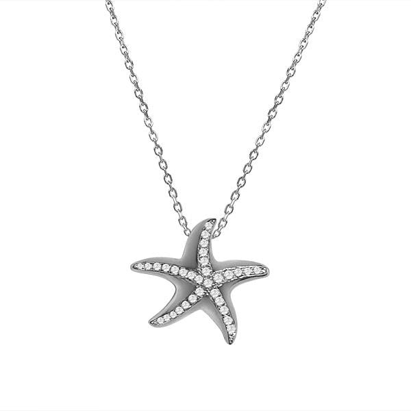 sterling silver cubic zirconia starfish pendant