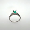 White Gold Emerald and Diamond Ring