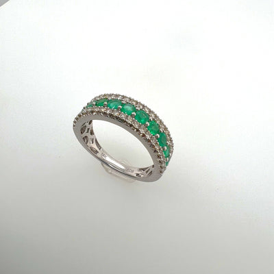 White Gold Emerald and Diamond Ring