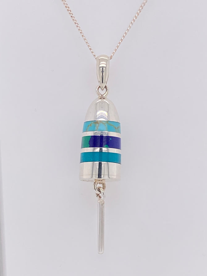 Sterling Silver Buoy Necklace with lapis, larimar, azzurrite stone