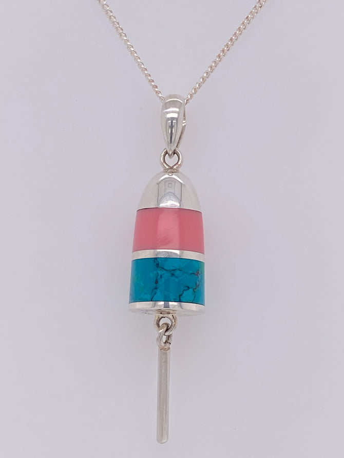 Buoy Sterling Silver Necklace/ pink coral/turquoise