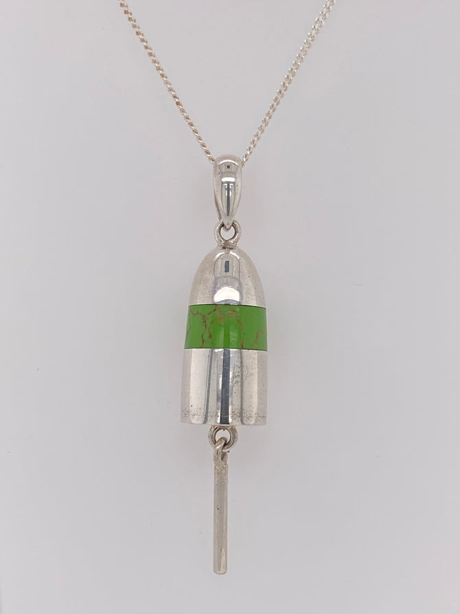 Buoy Sterling Silver Necklace with Green Gaspeite