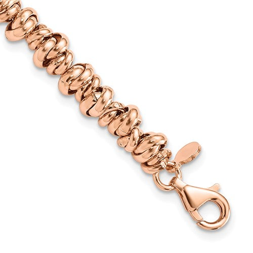Sterling Silver Rose-tone Love Knot Link Bracelet