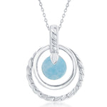 sterling silver double rounded larimar rope design pendent