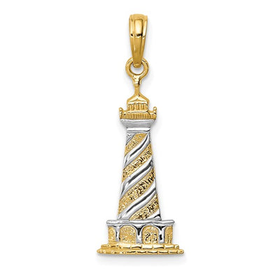 14K and Rhodium Cape Hatteras Lighthouse Pendant