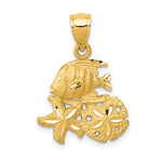 14K Fish, Starfish and Sand Dollar Pendant