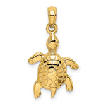 14K Polished Turtle with Textured Shell Charm