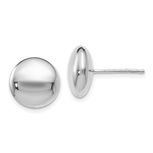 14K White Gold Polished Button Post Earrings