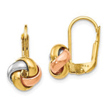 Leslie's 14K Tri-Color Polished Love Knot Leverback Earrings