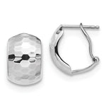 14K White Gold Polished & Textured Omega Back Earrings