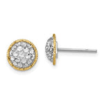 14k Two-tone D/C Button Post Earrings