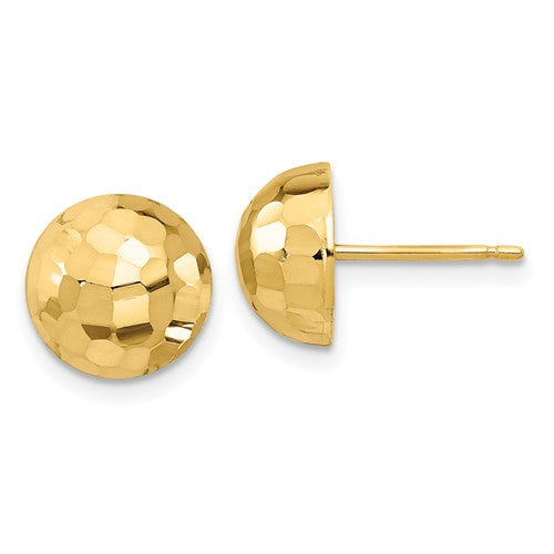 14K Polished D/C 10mm Button Post Earrings