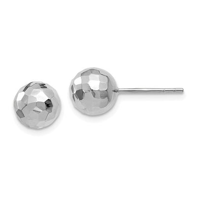 14K White Gold Polished Faceted Post Earrings