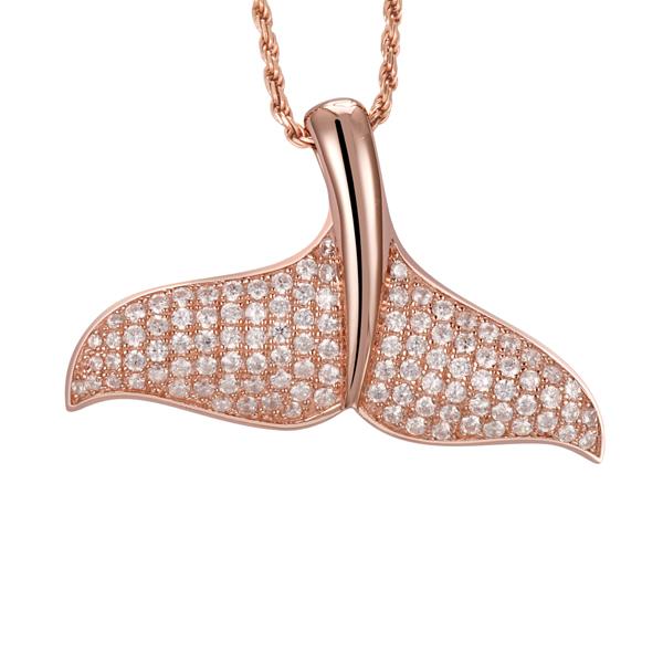 sterling silver cubic zirconia rose gold overlay whaletail pendant