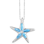 sterling silver starfish larimar pendant