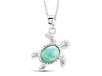 larimar sterling silver sea turtle pendent