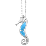 sterling silver seahorse larimar pendant