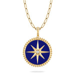 Pendant with Diamond and Lapis - Gold 18K 20mm