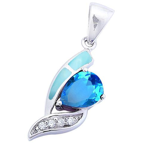 larimar and blue topaz sterling silver pendent