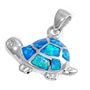 opal blue lab sterling silver turtle pendent