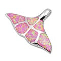 opal pink lab sterling silver whale tail pendent