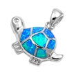 opal blue lab sterling silver turtle pendent