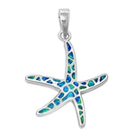 opal blue lab sterling silver starfish pendent