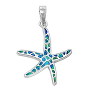 opal blue lab sterling silver starfish pendent