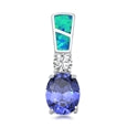 opal blue lab tanzanite cz sterling silver pendent