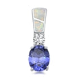 opal white lab tanzanite cz  sterling silver pendent