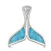 opal blue lab sterling silver whale tail pendent