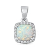 opal white lab sterling silver pendent