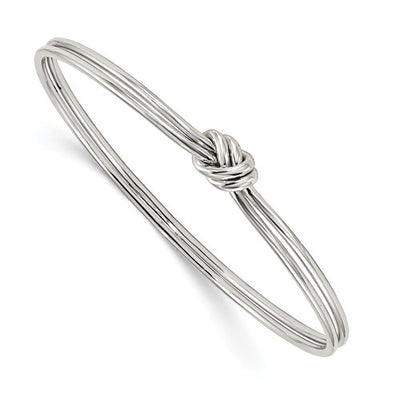 Sterling Silver Rhodium-plated Polished Knot Slip on Bangle