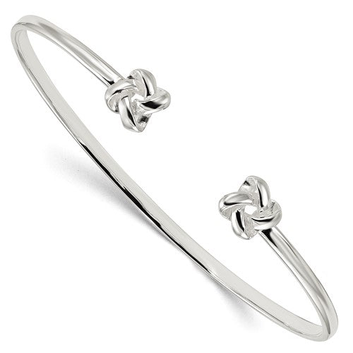 Sterling Silver Polished Love Knot Cuff Bracelet