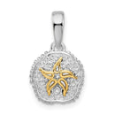 Sterling Silver Polished Sand Dollar with 14K Starfish Pendant