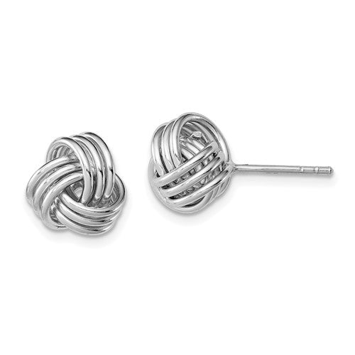Sterling Silver Rhodium-plated Polished Love Knot Post Earrings