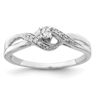 Sterling Silver Rhodium Plated Diamond Promise Ring