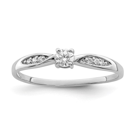 Sterling Silver Rhodium-plated Polished and CZ Ring