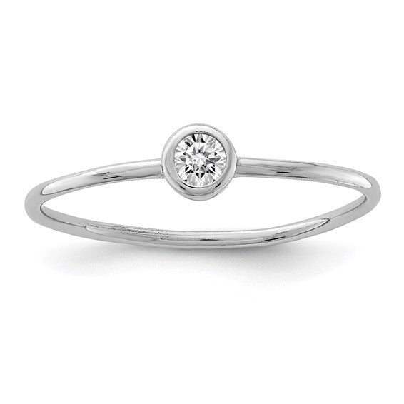 Sterling Silver Rhodium-plated Polished CZ Circle Ring