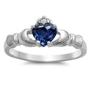 sterling silver claddagh sapphire cz  ring