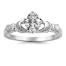 sterling silver claddagh clear cz ring