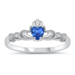 sterling silver claddagh ring sapphire cz