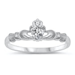 sterling silver claddagh ring clear cz