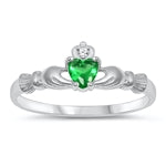 sterling silver claddagh ring emerald cz