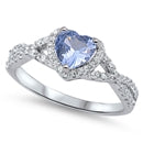 sterling silver heart ring aquamarine cz