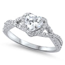 sterling silver heart ring clear cz