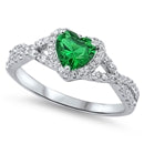 sterling silver heart ring emerald cz