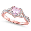 sterling silver heart ring rose gold plated morganite and white cz