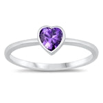 sterling silver heart ring amethyst cz